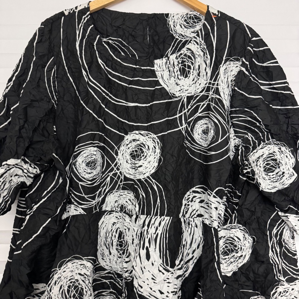 Gershon Bram Abstract Swirl Crinkle Artsy Tunic Top Oversized Lagenlook XXL - Picture 3 of 8